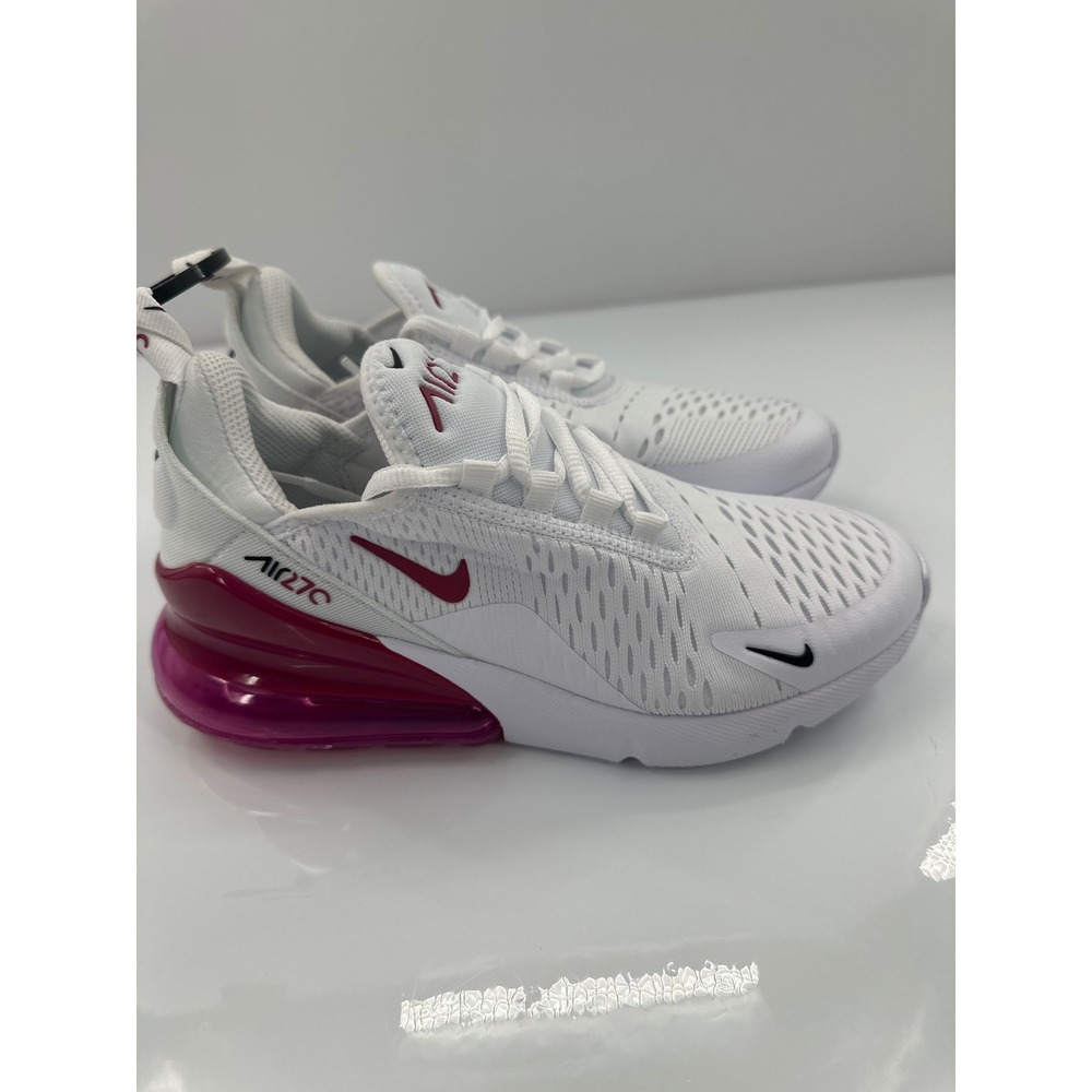 Nike Air Max 270 White Burgundy Athletic Running Shoes Youth 3.5Y NWOT